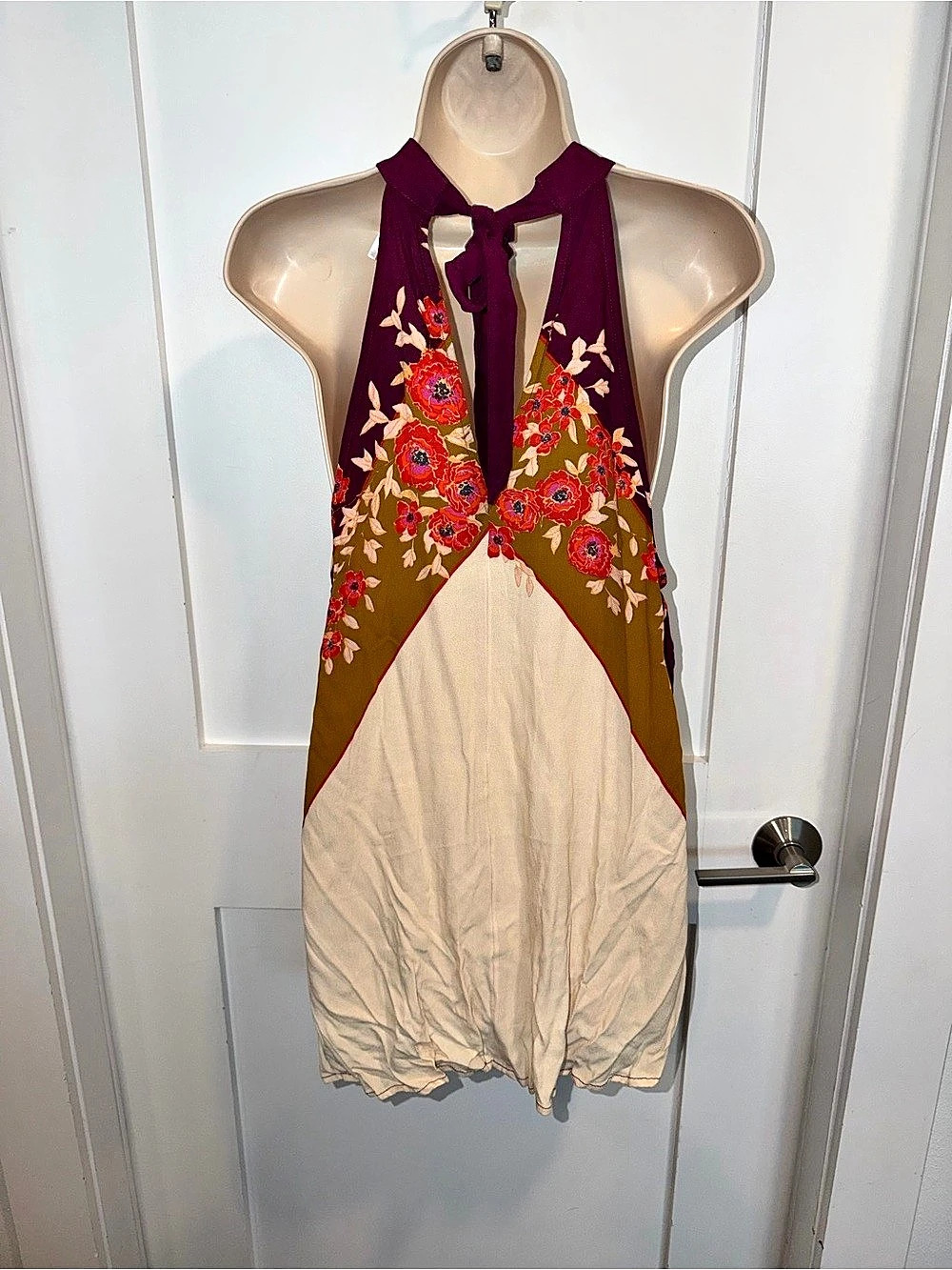 Free People Free People Floral Halter Tunic in Purple & Cream Size Medium NWT